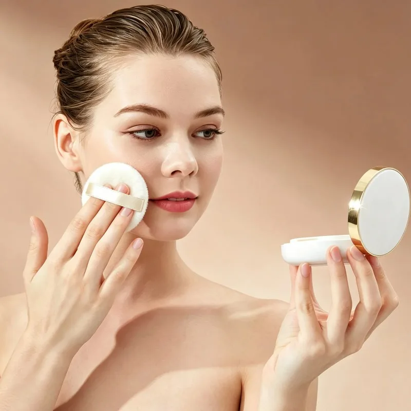 3Pcs High-Density Short-Pile Cotton Powder Puff Set for Foundation Face Powder Body Dusting Soft Absorbent Reusable Makeup