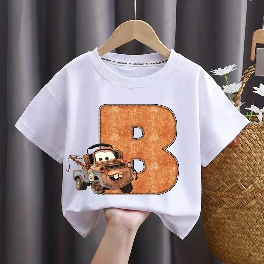 Cars Kids Tshirts for Boys ABC Letters Birthday Party T-Shirt for Babys T shirts Girl Partys Tees Tops