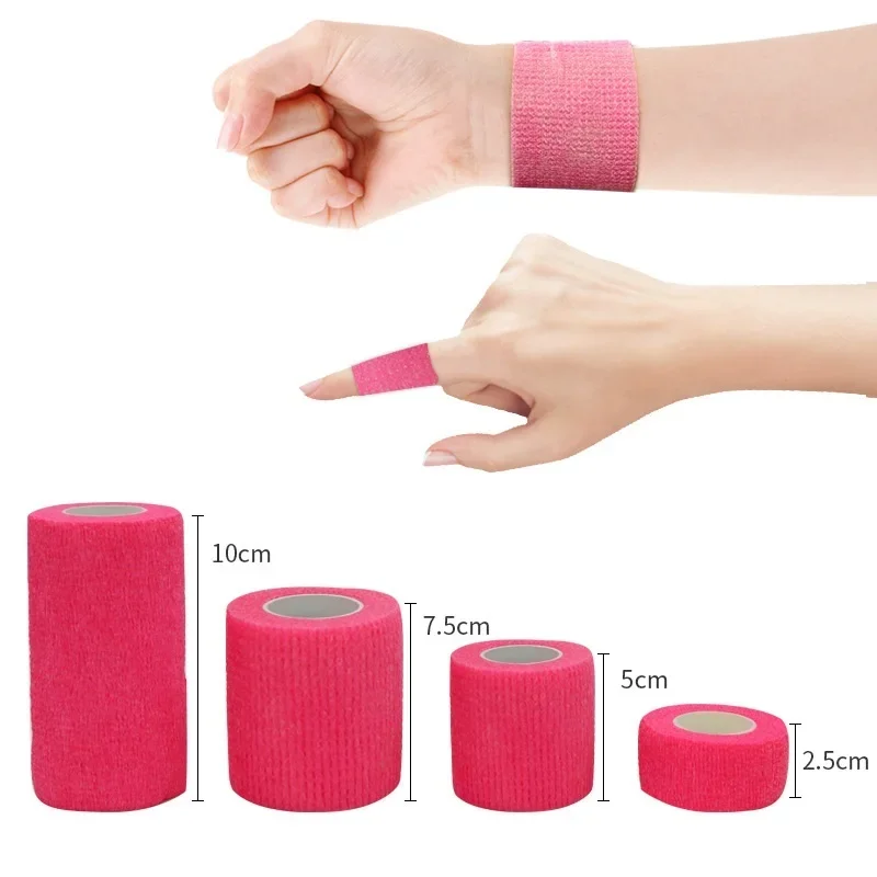 10 Rolls Athletic Wrap Tape Self Adhesive Elastic Bandage Elastoplast Sports Protector Knee Finger Shoulder Tattoo Accessories