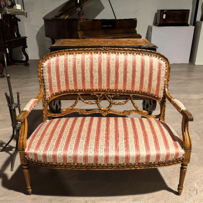 

French Rococo style, walnut carving, fabric sofa chair
