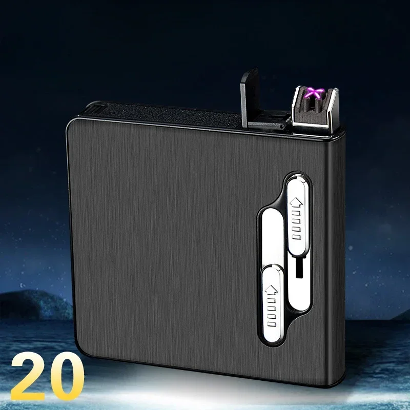 2024 Arc USB Rechargeable Cigarette Case Lighter Large Capacity Automatic Popping Smoke Anti-Sweat and Moisture-Proof Men\'s Gift