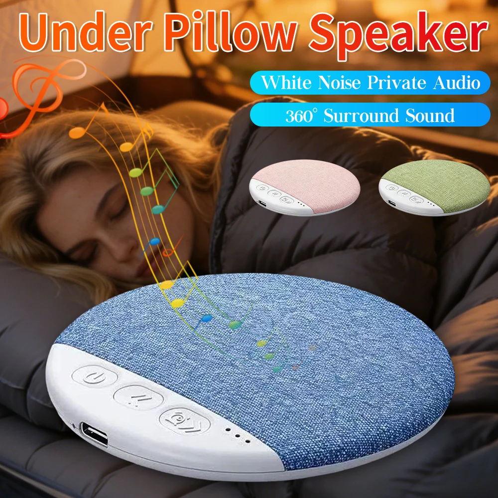Bluetooth Pillow Speaker Wireless Sleep Music Player Under Pillow White Noise Machine 9D Stereo Timer Auto-Off for Insomnia