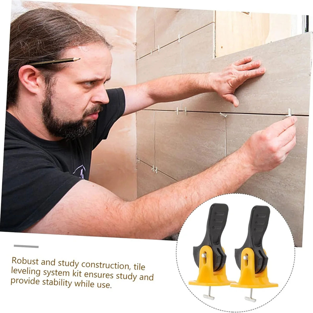 

A002 50pcs Tile Leveler Tool Kit Tile Leveling System with Tile Spacer for Floor Installation for Grouting and Leveling Floor