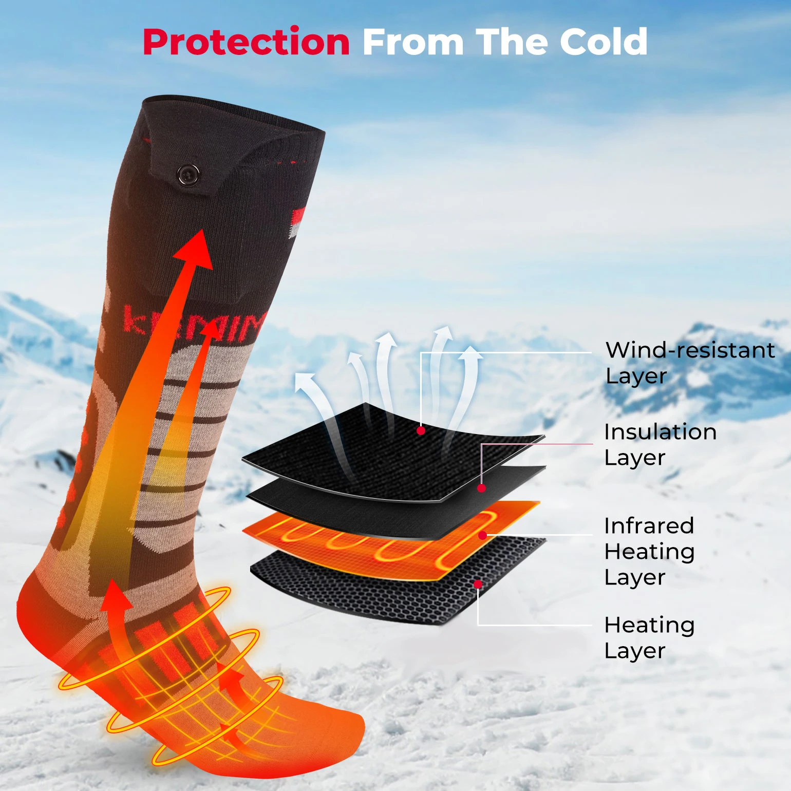 KEMIMOTO Replacement Heated Socks Thickened Unisex Winter Outdoor Warm Socks Battery Not Included Motorcycle Riding