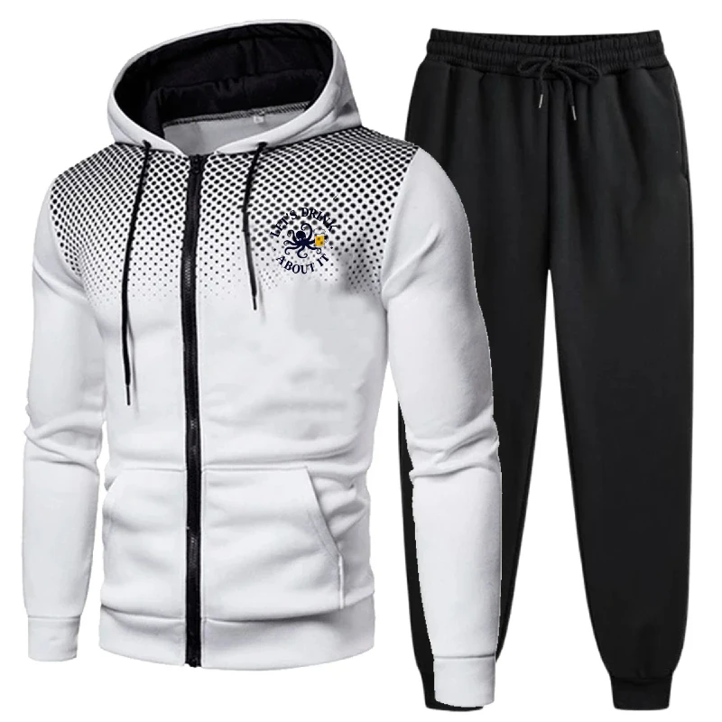 ชุดแจ็คเก็ตผู้ชาย สีดำแดงไล่เฉด ซิปแบบรูด มีฮู้ด พิมพ์ลายโลโก้เบียร์ สำหรับสวมใส่ลำลองและเล่นกีฬากลางแจ้ง