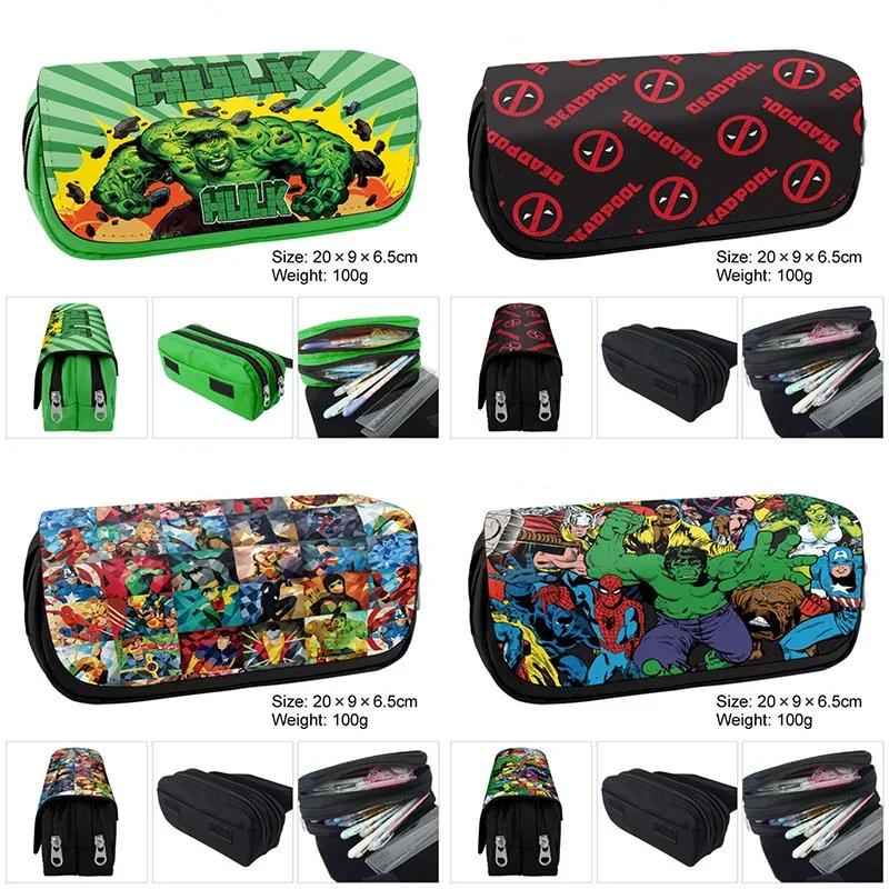 

Disney Spider Man Deadpool Hulk Kawaii Cosplay Storage Bag Anime Large Capacity Stationery Bag School Supplies Kids Gift Toy