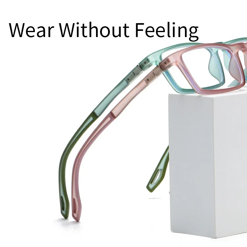 OLLYMURS عدم الانزلاق خفيفة موضة الربيع الساقين ريترو مربع تصميم TR90 الشباب النظارات الطبية البصرية إطار للرجال ارتداء