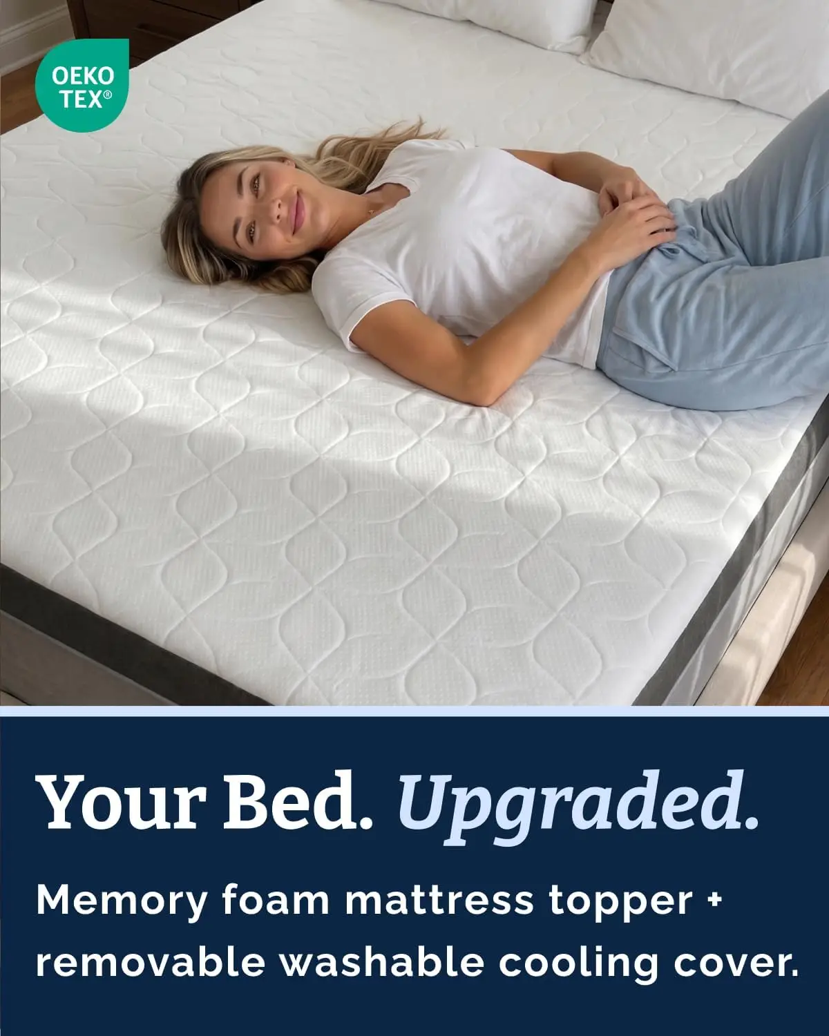 Mattress Topper Short Queen 3 Inch - Soft Cooling Gel Memory Foam Bed Pad