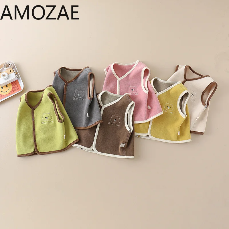 Baby Boy Coral Fleece Toddler Warm Velvet Vest for Girl Kids Sleeveless Waistcoat Autumn Outwear Jackets for Spring Top Clothes