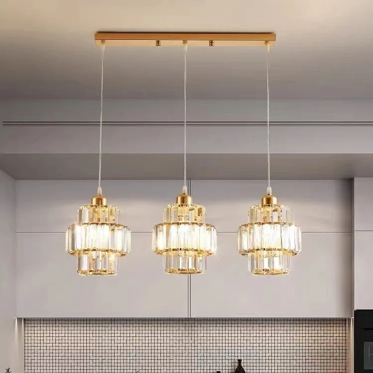 

chandelier crystal lamp modern simple light luxury lamp creative personality three-head dining room dining table bar tea room
