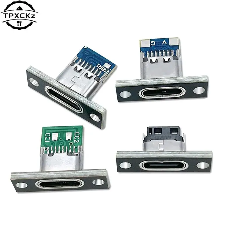 1pcs Type-C USB Jack 3.1 Type-C 2Pin 4Pin Female Connector Jack Charging Port USB 3.1 Type C Socket With Screw Fixing Plate