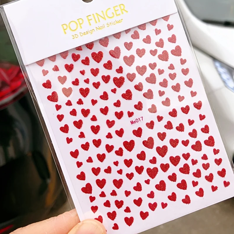2 個の新しいバレンタインデーネイルアートステッカー 5 色ラブハートネイルアートステッカー