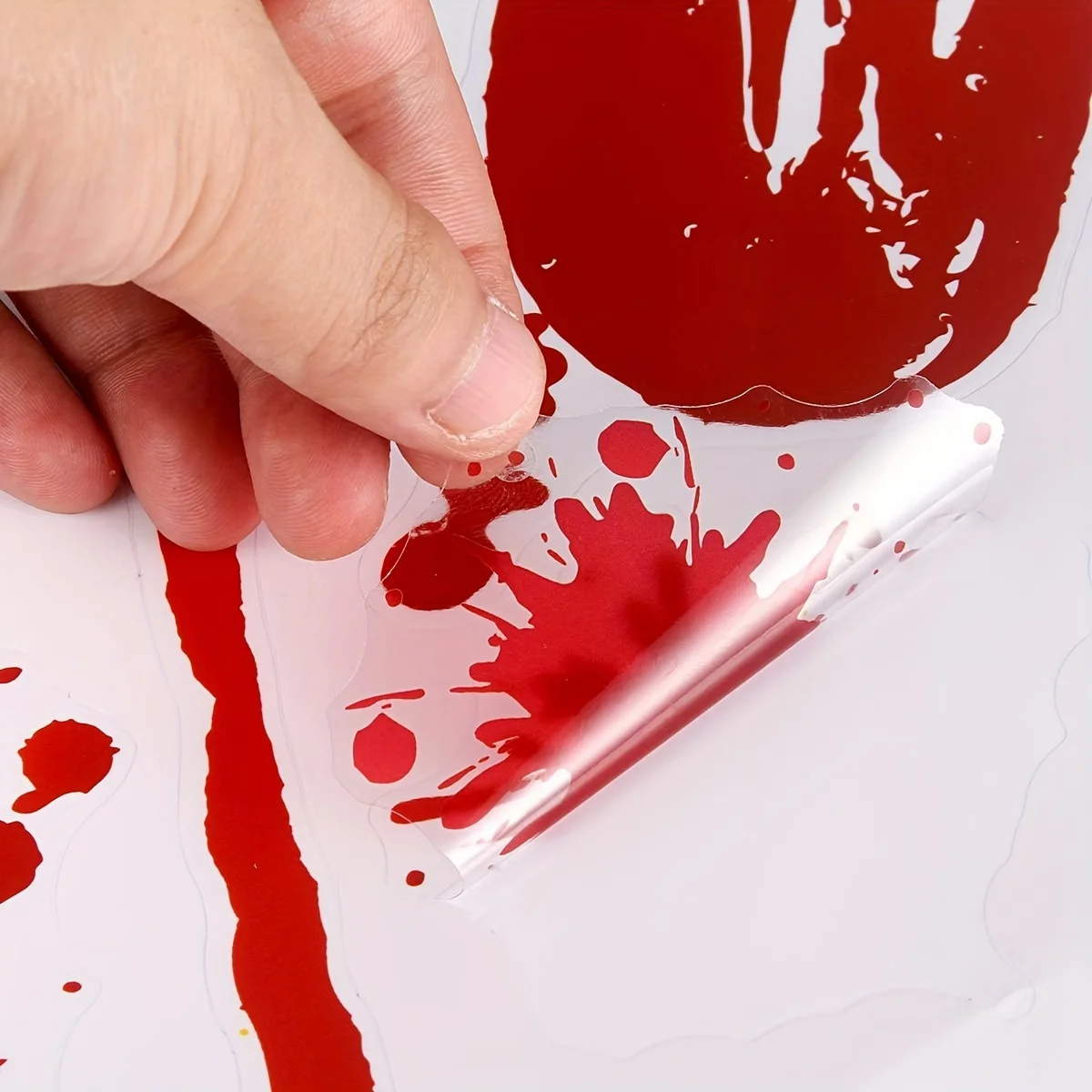 84 قطعة من ملصقات نافذة الهالوين، 8 أوراق لبصمة اليد الدموية/بصمة البصمة، ملصقات نافذة مخيفة لتزيين الحفلات المنزلية ​