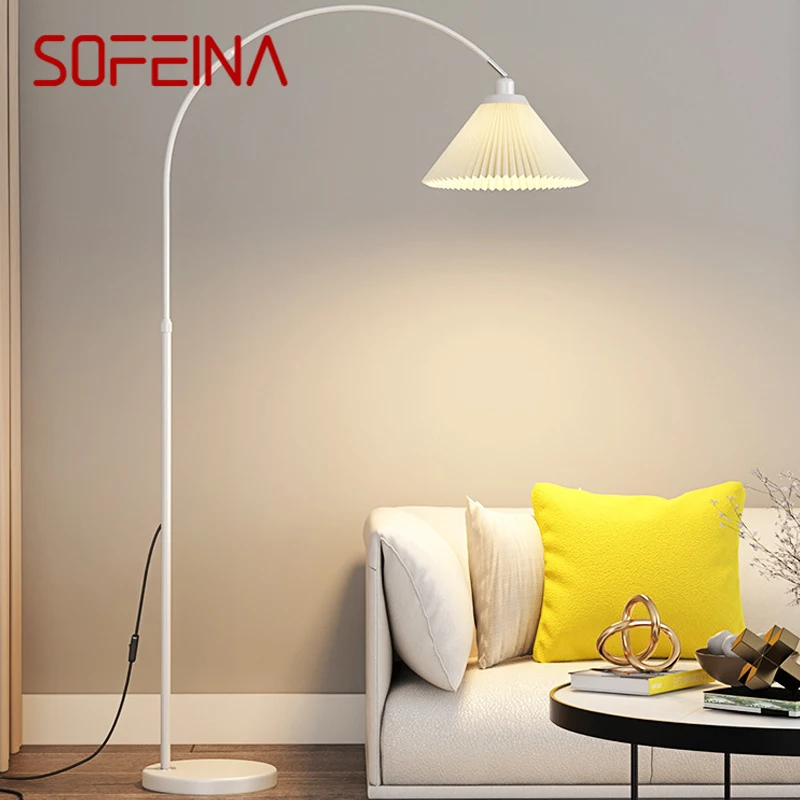 SOFEINA lampu lantai memancing Nordik, lampu dekoratif LED modern keluarga ruang tamu kamar tidur