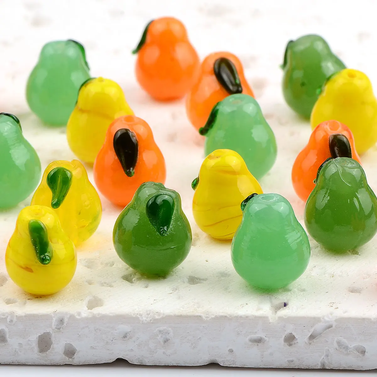 1.2x1.4cm 8pcs Random Color Mix Fragrant Pear Lampwork Beads For Jewelry Making DIY Earring Necklace Bracelet Accessories