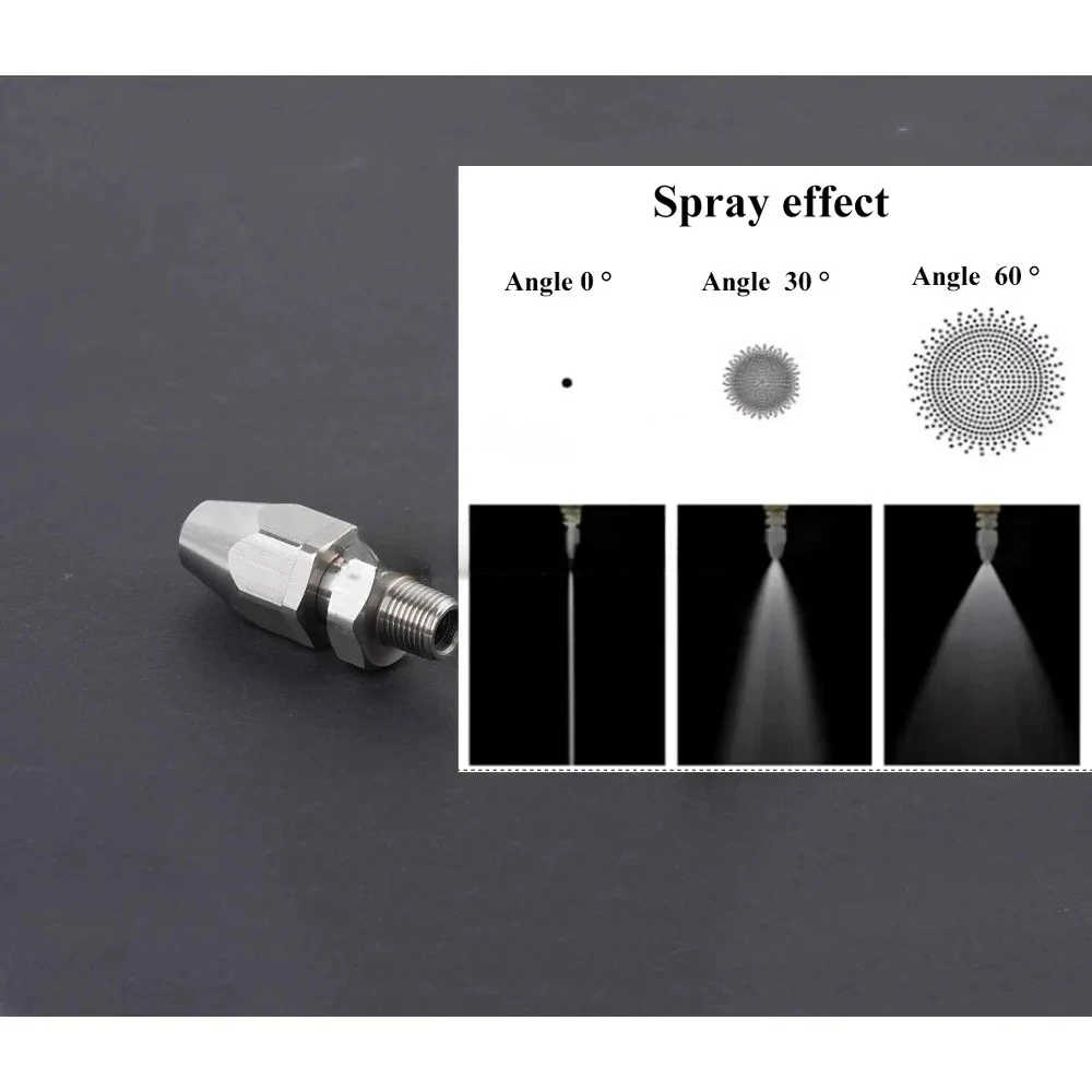 GG Type Adjustable Stainless Steel Solid Conical Spray Nozzle 0 30 60 Degree Spray Head 1/8 1/4 Thread Industrial Washing
