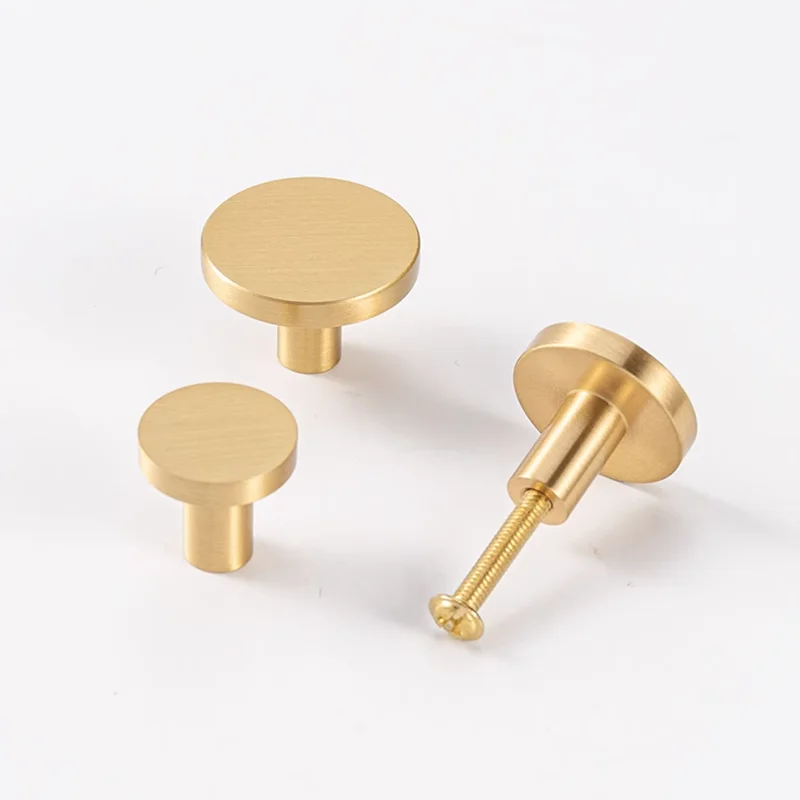 Round Brass Kitchen Cabinet Drawer Knobs Gold Furniture Cupboard Wardrobe Door Knobs Pulls-1Pack