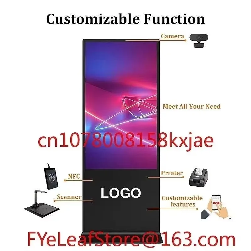 55 Inch Android Touch Screen Floor Standing Digital Signage Ultra Thin LCD Display