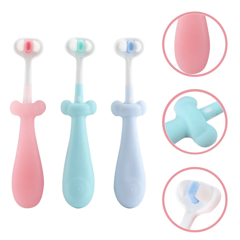 

3Pcs Baby Toothbrush Soft Bristles Manual Cleaning Kids Toddler Toothbrush Portable Cleaning for Children