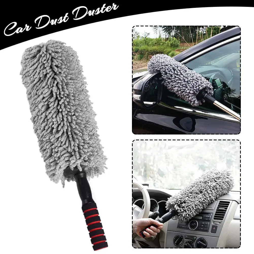 Car Body Duster Retractable Wax Dust Wash Mop Retractable Handle Car Tyre And Dry Use Dual Brush Wet Dust Wheel Remover R4i2