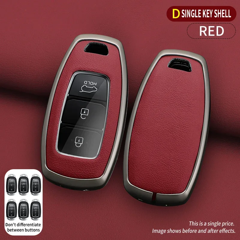 

Для Hyundai i30 Ix35 KONA Encino Solaris Azera Grandeur Ig Accent Santa Fe Palisade кожаный автомобильный брелок из сплава, чехол для ключей