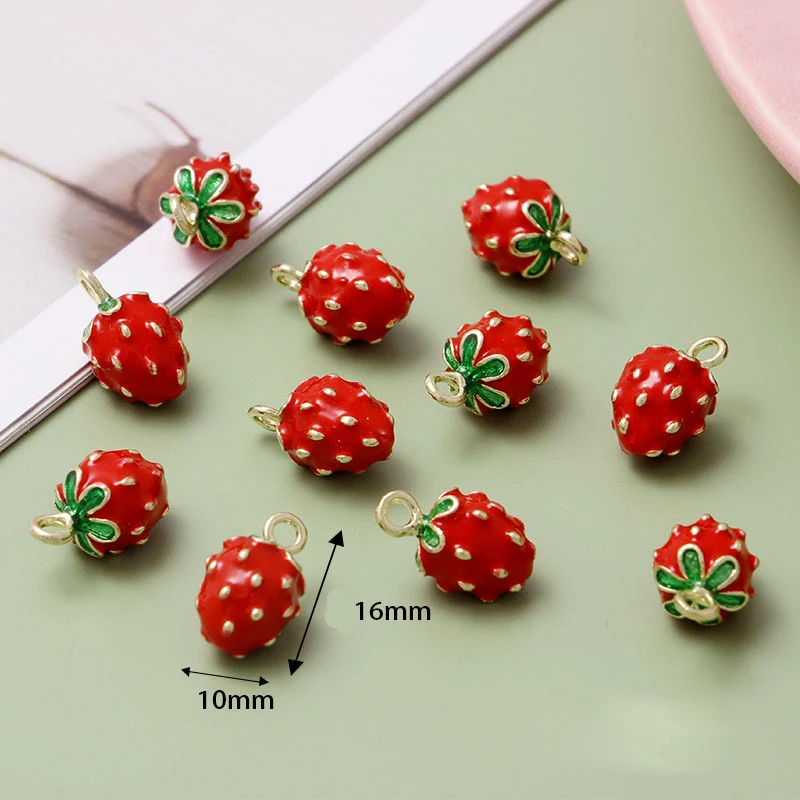 

10pcs/lot Jewelry Accessory Alloy Multicolored Fruit Strawberry Orange Lemon Shaped DIY Charms Pendants