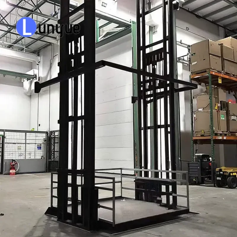 2 Ton 3T Dual Rail Hydraulic Cargo Lift Vertical Wall Mounted Freight Elevator for Warehouse Factory High Rise Goods Lifting
