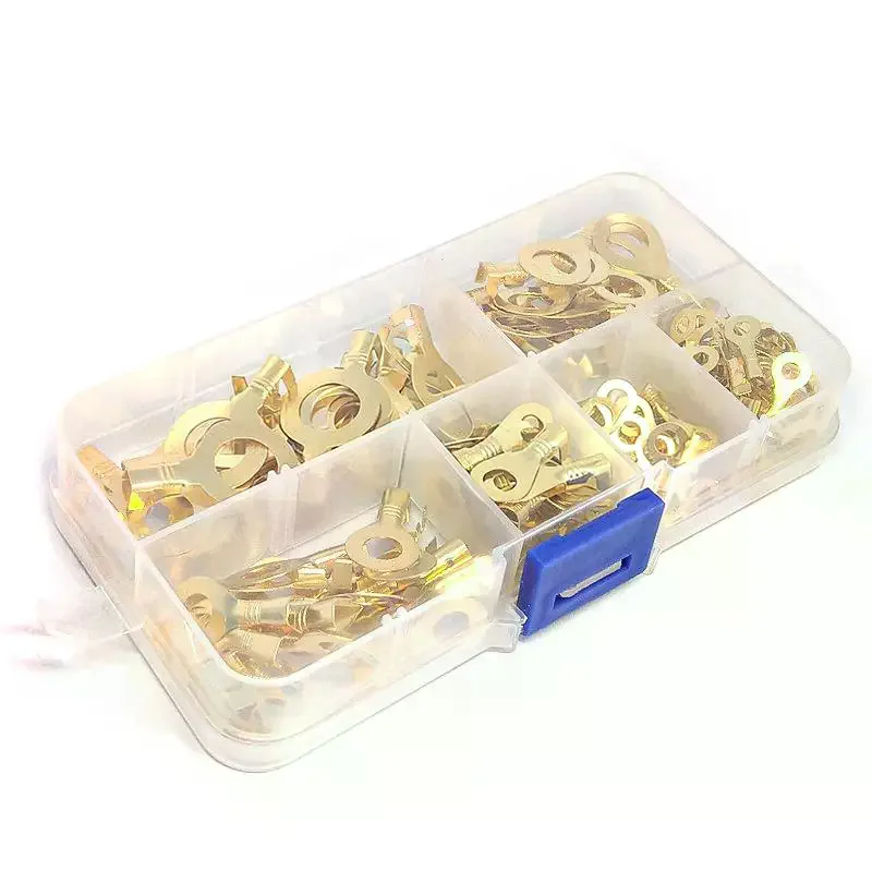 150pcs/box Round Terminal Block O-type Lugs Terminals Cold-Pressed Connector Copper Tab Wiring Nose Combination Set