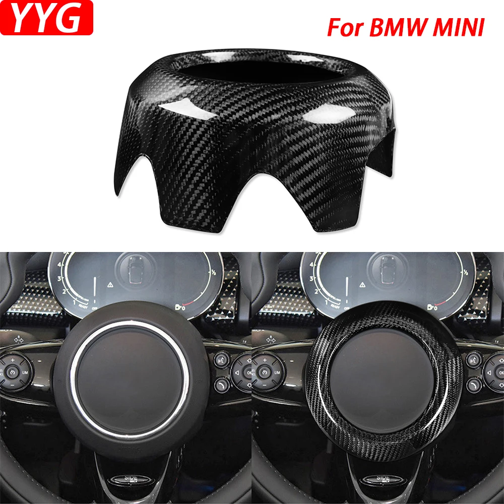 For BMW MINI F54 2015+  F55 2015+ F56 2014+ F57 2016+ F60 2017+ Carbon Fiber Steering Wheel Panel Cover Car Interior Accessories