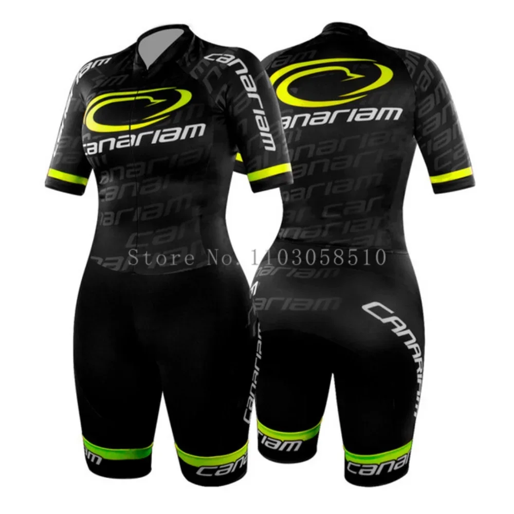 Canariam Roller Skating Training One-Piece Clothing Roller Skates Clothing Inline Speed Skate Racing Suit Short Sleeve Skinsuit