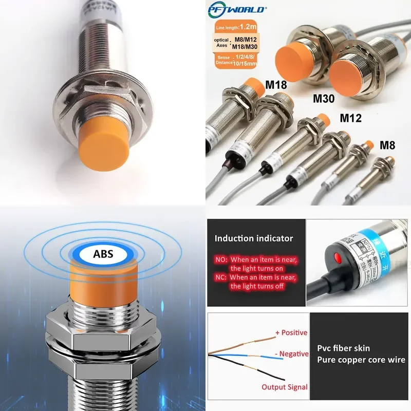 Ifm Autonics DC 6-36V 1-15mm Detecting Distance NPN NO Proxim Approach Sensor Factori Inductive Proximity Switch