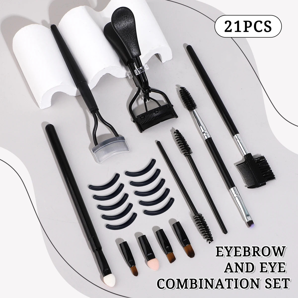 21-Piece Eyelash Curler Tool Set, Eyelash Curler Tweezers and Other Ideal Eye Beauty Tools, Suitable for Novices.