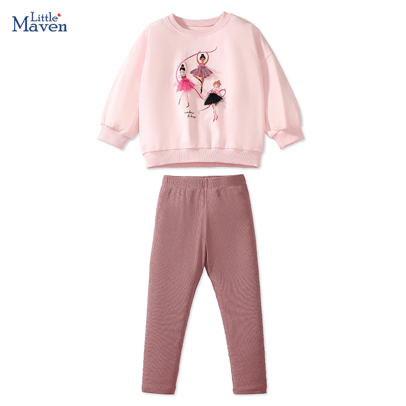 Little maven Cute Kids Suit Baby Girls Ballet Dancer Sweatershirts Tops+ Leggings Princess Sets Children\'s Clothing Girl Outfits