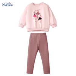 Little maven Cute Kids Suit Baby Girls Ballet Dancer Sweatershirts Tops+ Leggings Princess Sets Children's Clothing Girl Outfits