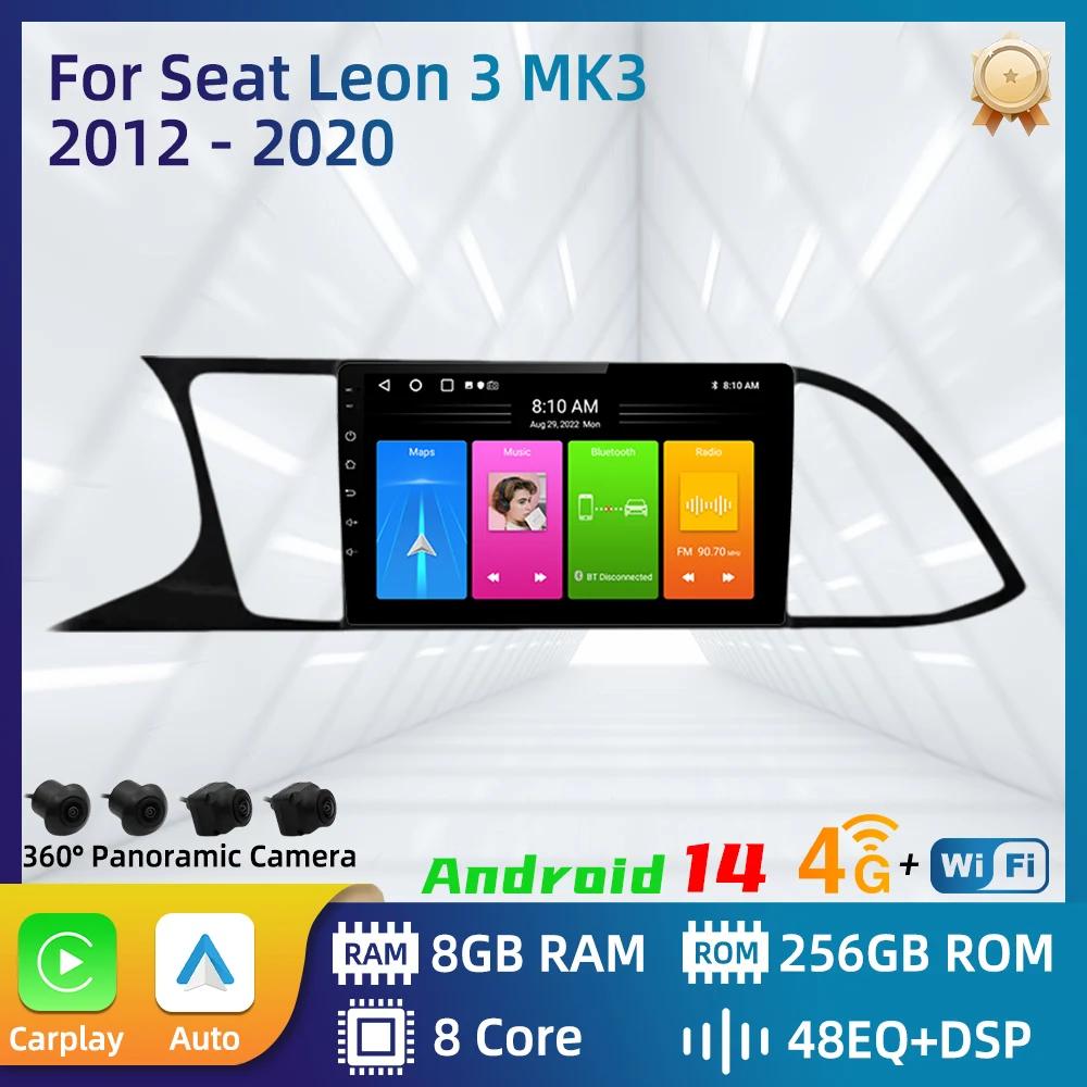 

Car Radio For Seat Leon 3 MK3 2012 - 2020 Android Car Multimedia Player GPS Navigation Carplay Auto Stereo 2 Din 4G Touch Screen