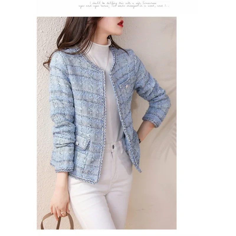 Xiaoxiangfeng jacket women's 2024 early autumn new woven tweed temperament French high-end brand short top