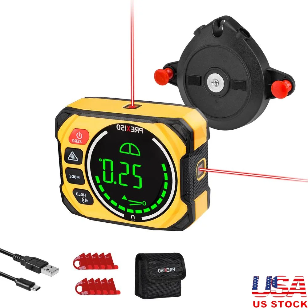 Rechargeable 3-in-1 Digital Angle Gauge Magnetic Laser Level ABSOLUTE/RELATIVE Measurement Mode ±0.1° Accuracy 0-360° Range Wall