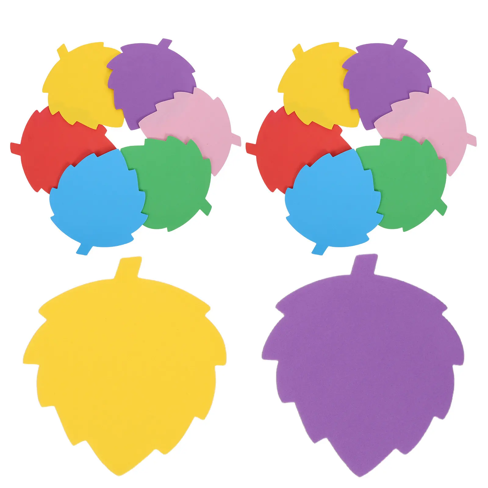 72Pcs Leaf Shaped Decoration Foam Cutouts Colorful Die Leaves Classroom Bulletin Board Back School 15x14cm