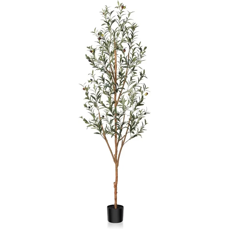 Artificial Olive Tree 6FT  Plant for Home Office Decor Indoor Fake Potted Tree with Natural Wood Trunk and Lifelike Fruits