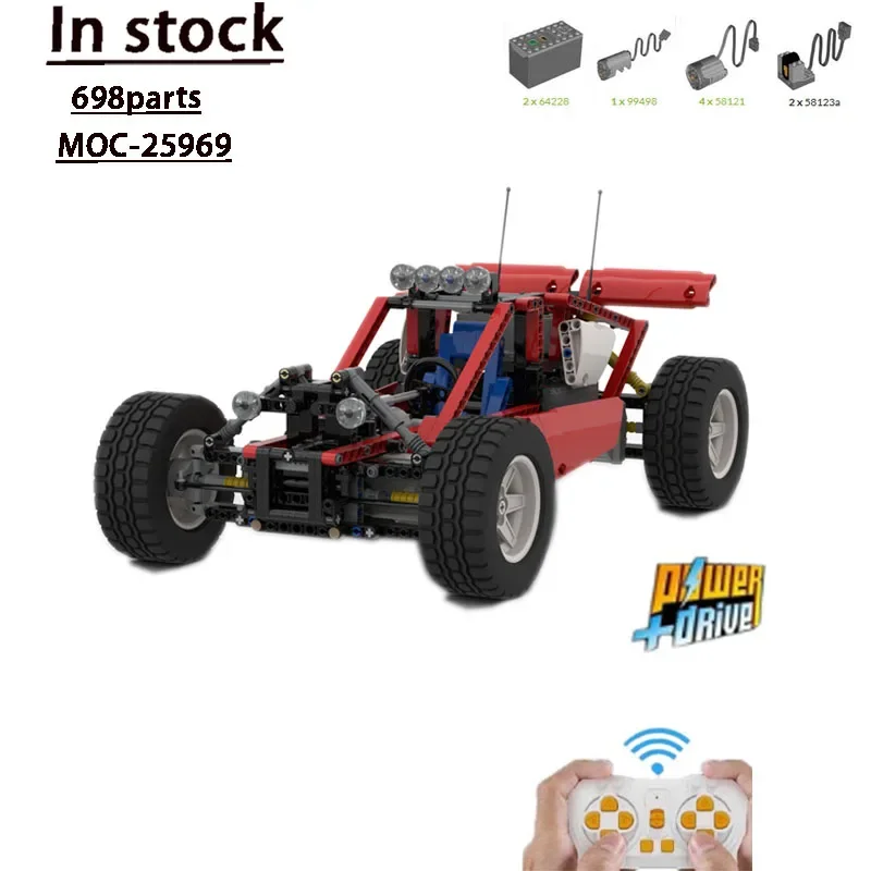 MOC-25969 Super Electric RC Racing Car Assembly Splicing Building Block Model 698 Building Block Parts Kids Birthday Toy Gift