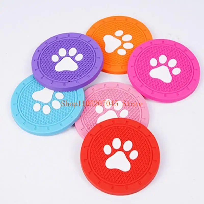 37cd Auto Interior Accessories Car Water Cup Holder Pad Silicone Paw Pattern Mat