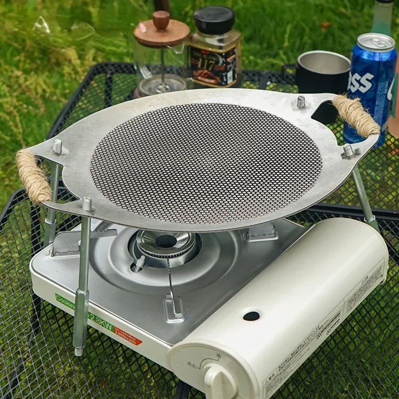 Home Garden Outdoor Non-Stick Round Griddle Grill Pan Easy To Clean Barbecue Grill Pan Grill Plate Outdoor Camping BBQ Plate