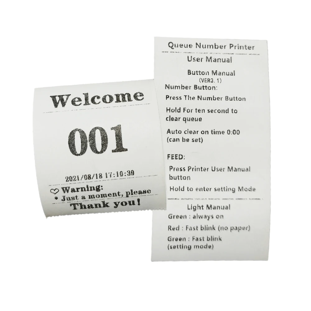 Impressora térmica para Wireless Queue Management System, Use