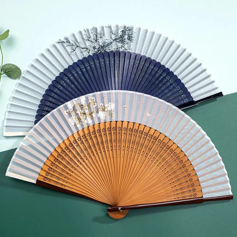 Alter chinesischer Stil Falt fächer Frauen klassisches Temperament Sommer tragbare Hand Fan bunte Qipao Hanfu Tanz Fan Fan