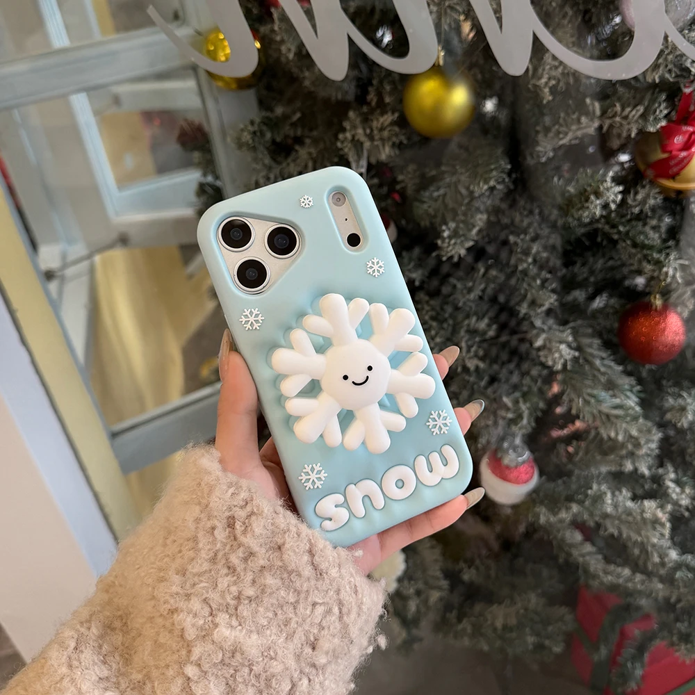 3D Schneeflocke Teleskop Halterung Telefon Fall Weiche Silikon Ständer Halter Abdeckung Für iPhone 17 16 Plus 16e 15 14 13 12 Pro Max – Detail 7