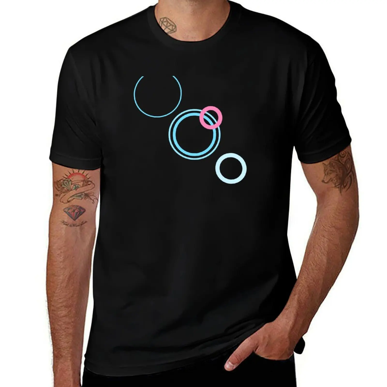 Stealth Trans Masc Pride Art Circles Print T-Shirt Work Basic Short Sleeve Top T-Shirt