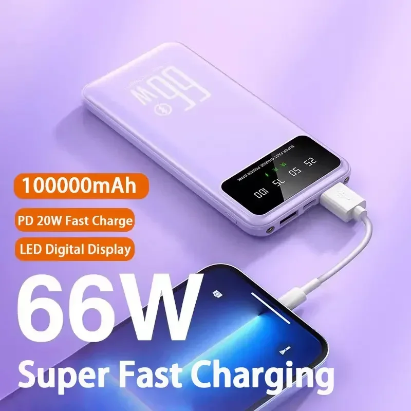 

Mobile Power 100000mah 66w Power Bank tragbares externes Ladegerät Schnell ladung für Huawei Samsung iPhone Power bank