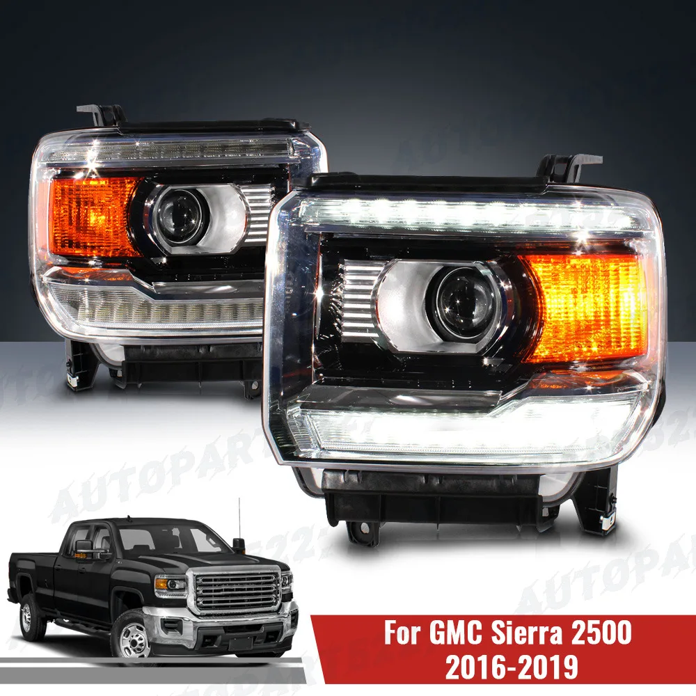 Headlight Assembly Fits For 2016-2019 GMC Sierra 2500 HD 3500 HD 6.0L 6.6L V8  GM2502471GM2502472