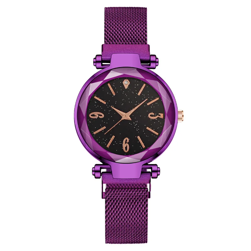 Absorbent Iron Stone Digital Diamond Starry Sky Lazy Man Absorbent Iron Magnetic Women's Watch Origin