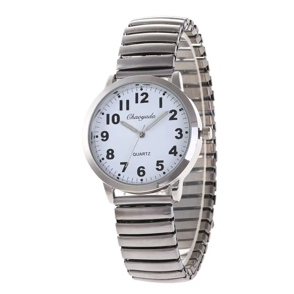 

New Design Middle-aged and Elderly Elastic Strap Quartz Watch Large-character Dial Retro Wristwatch